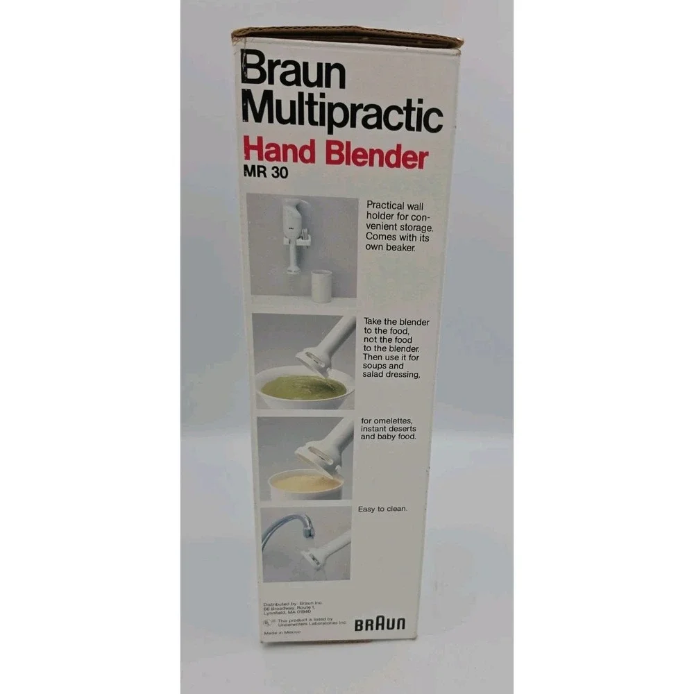 Vtg Braun Multipractic Hand Blender in Original Box MR30 with Paperwork Tested